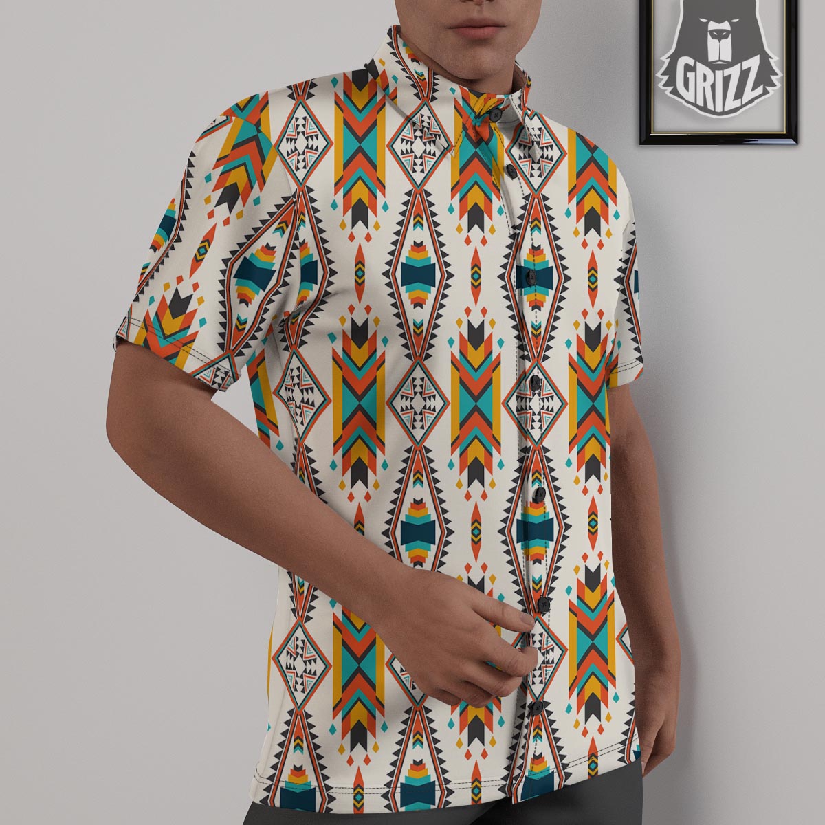 American Tribal Native Print Pattern Untucked Shirts-grizzshop