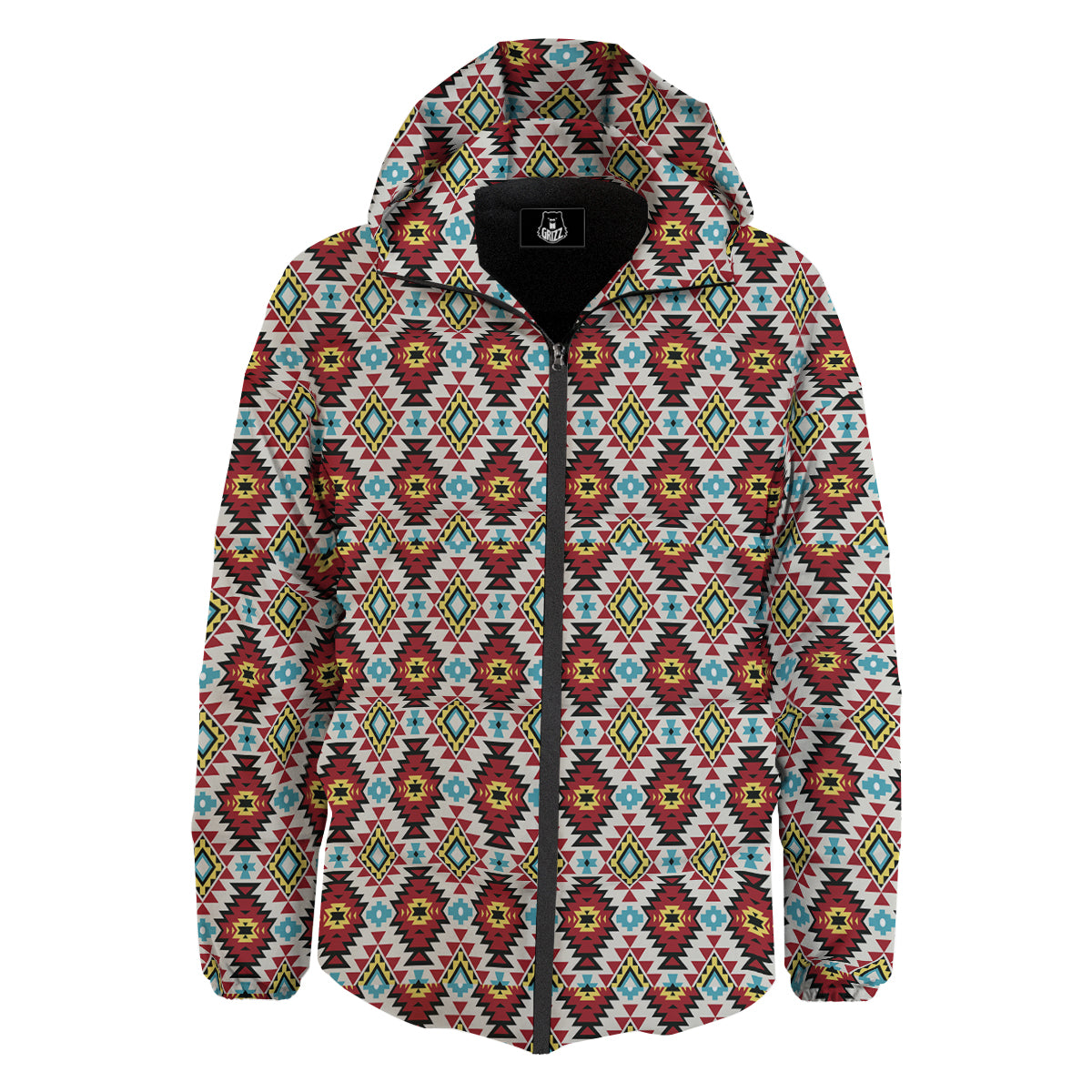 American Turquoise Native Print Pattern Down Jacket-grizzshop
