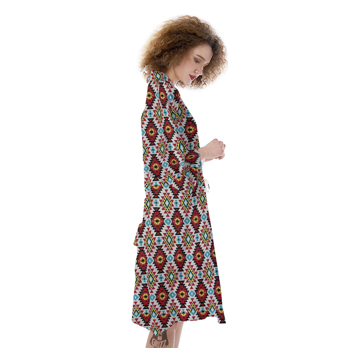 American Turquoise Native Print Pattern Kimono-grizzshop