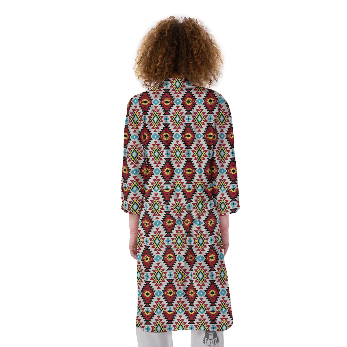 American Turquoise Native Print Pattern Kimono-grizzshop
