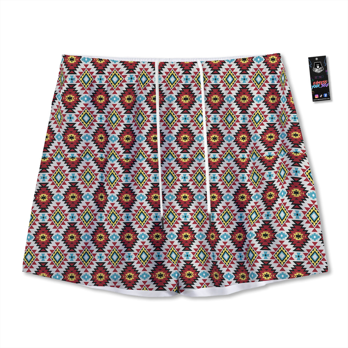 American Turquoise Native Print Pattern Mesh Shorts