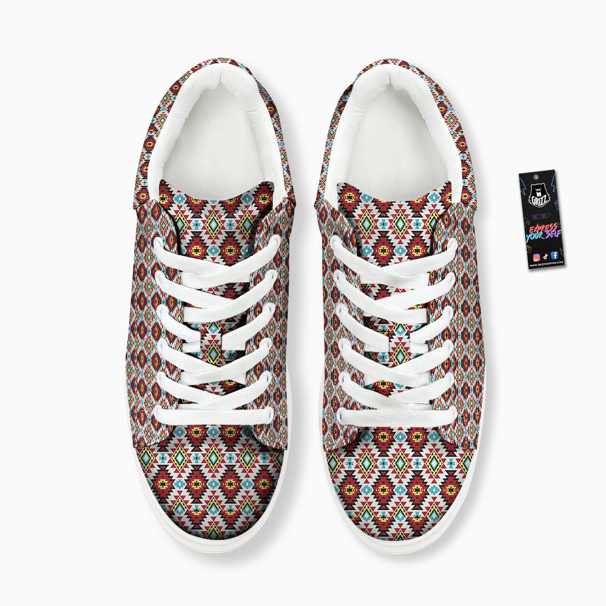 American Turquoise Native Print Pattern Platform Shoes-grizzshop