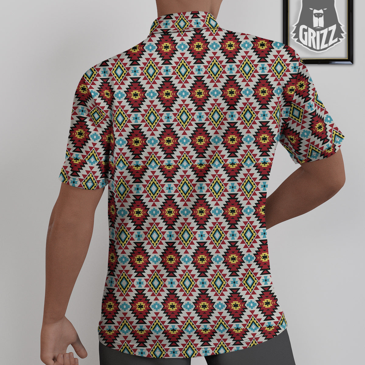American Turquoise Native Print Pattern Untucked Shirts-grizzshop