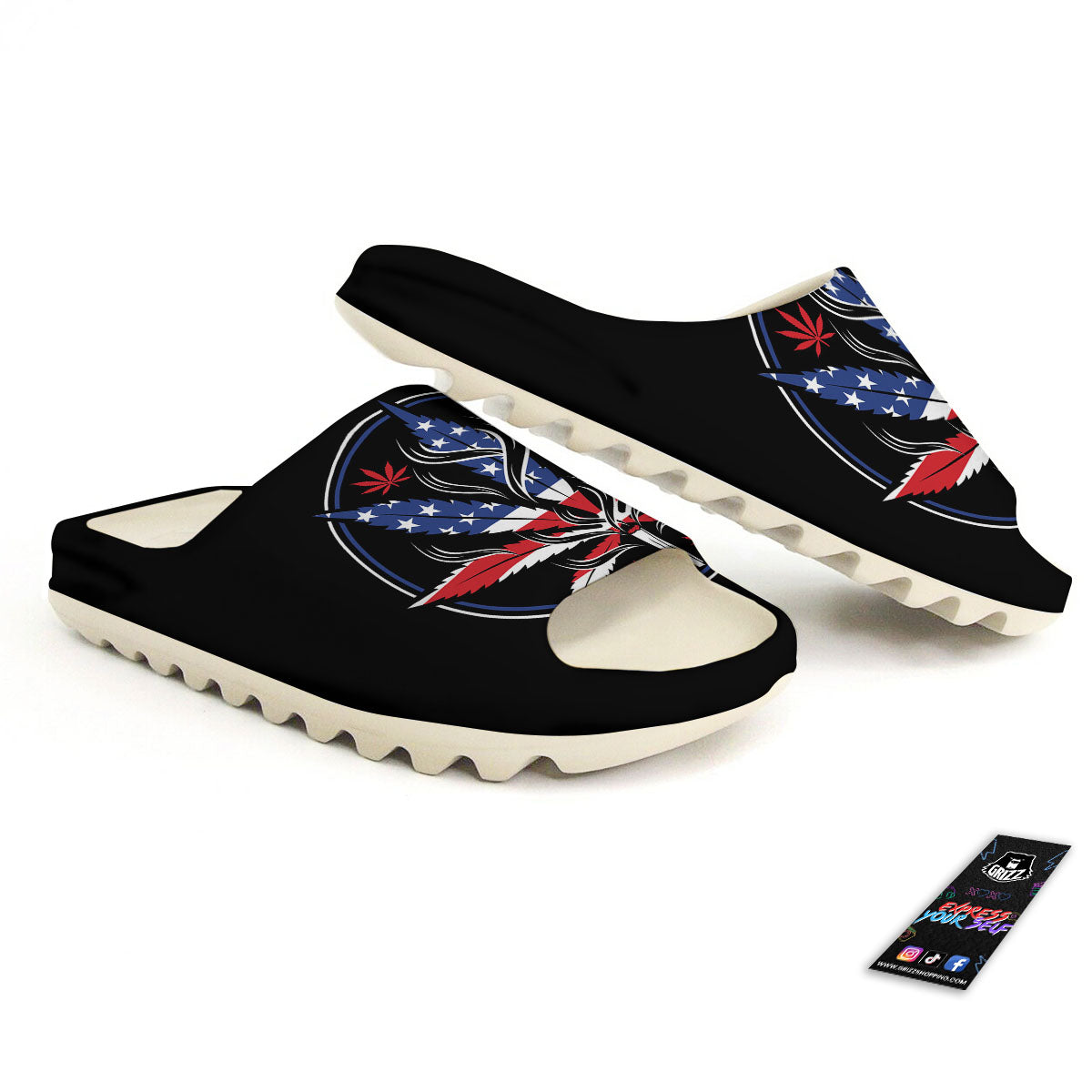 American Cannabis Leaf Flag Print Sandals-grizzshop