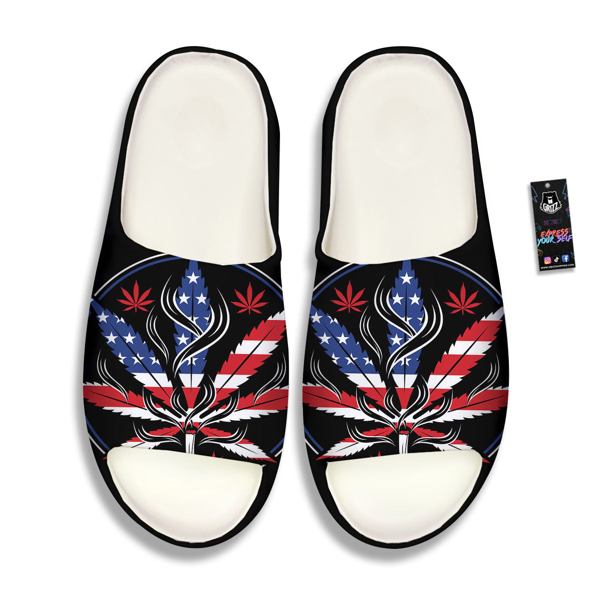 American Cannabis Leaf Flag Print Sandals-grizzshop