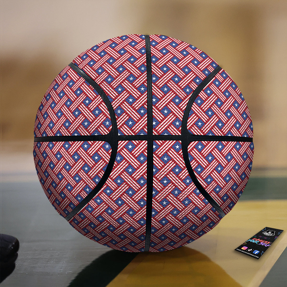 American Flag 4th of July Print Pattern Basketball