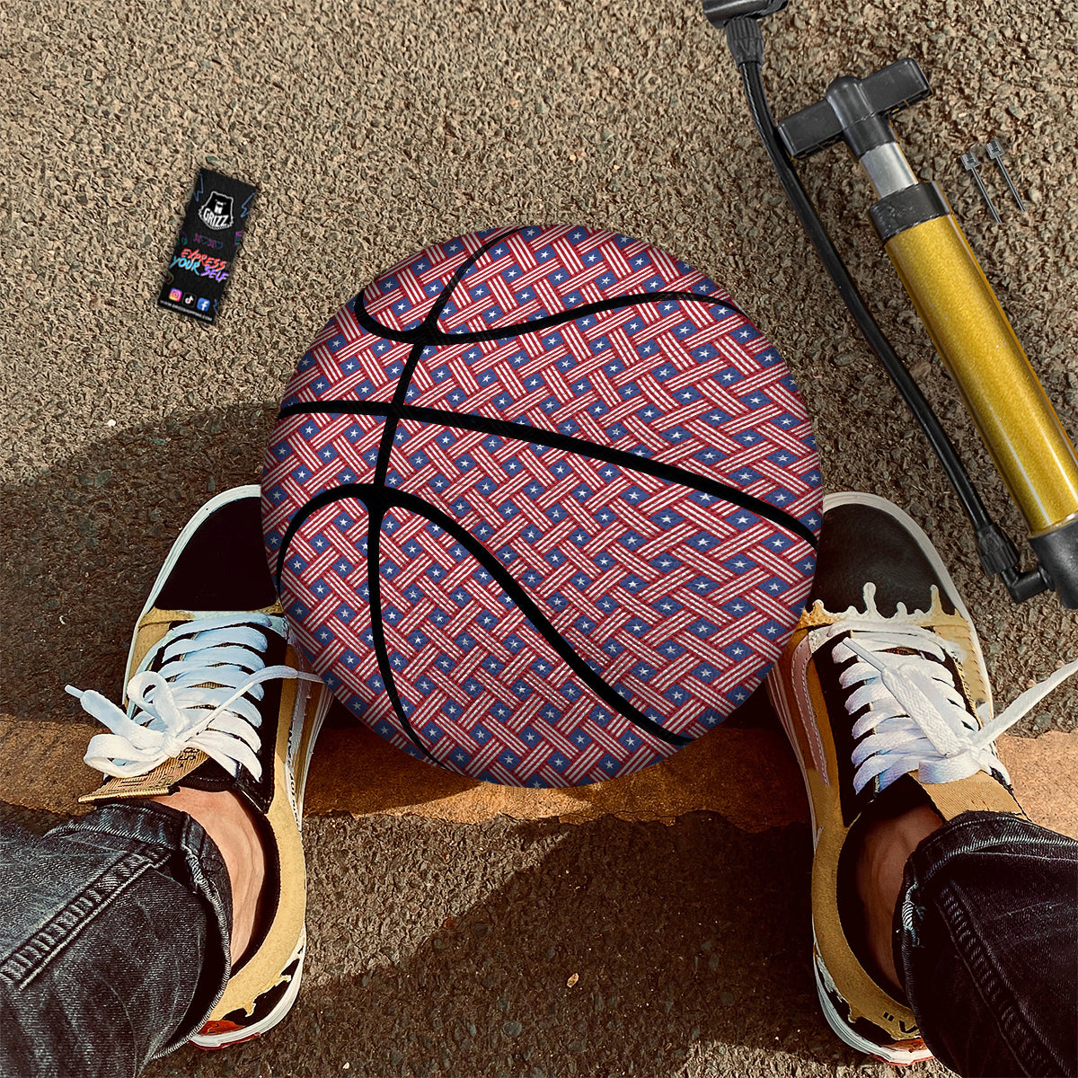 American Flag 4th of July Print Pattern Basketball