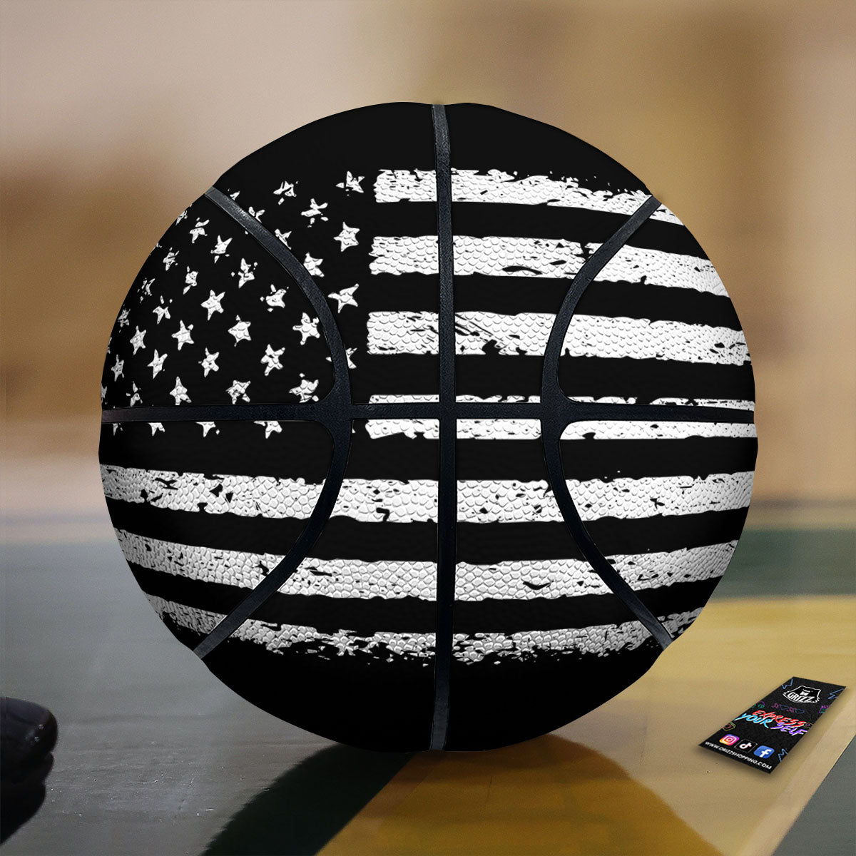 American Flag Black Print Basketball