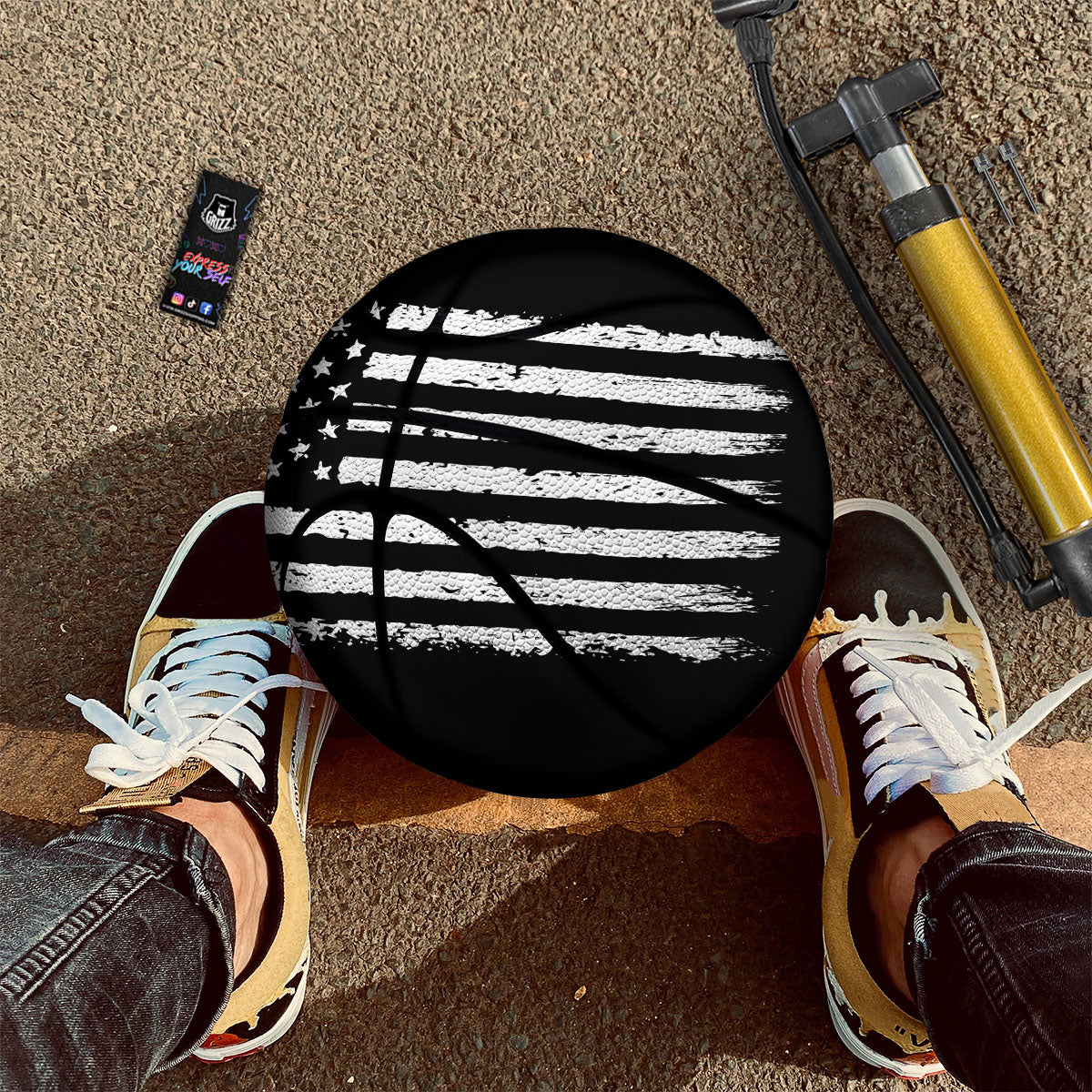 American Flag Black Print Basketball