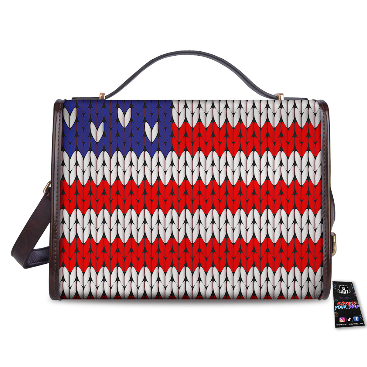 American Flag Knitted Print Women's Satchel Bag