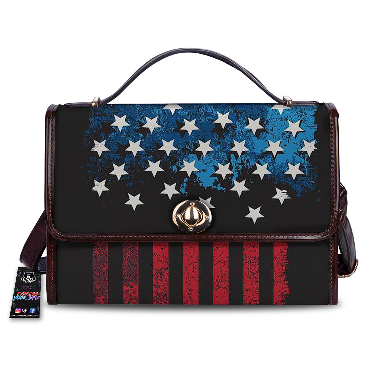American Flag Vintage Print Women's Satchel Bag
