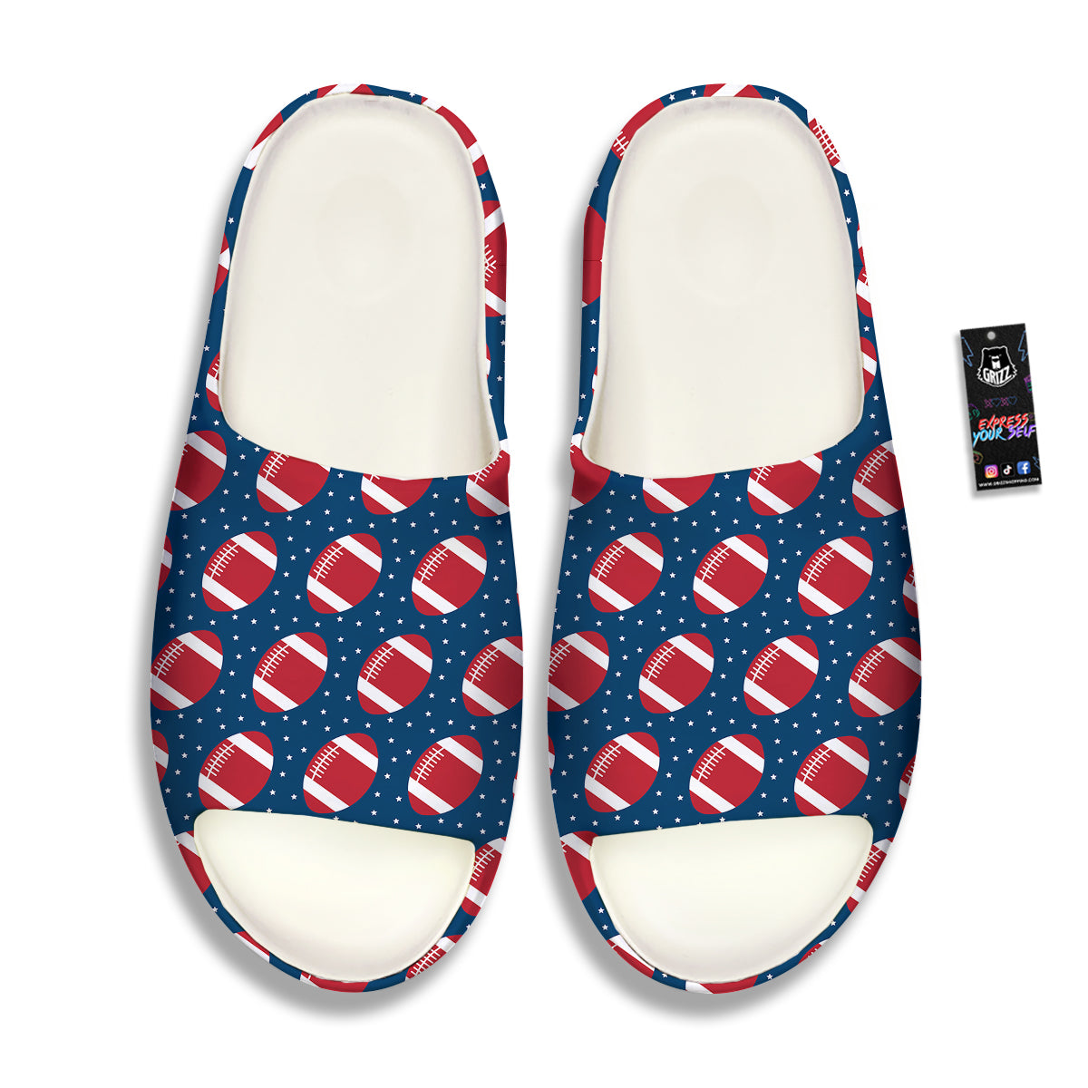 American Football Ball Print Pattern Sandals-grizzshop