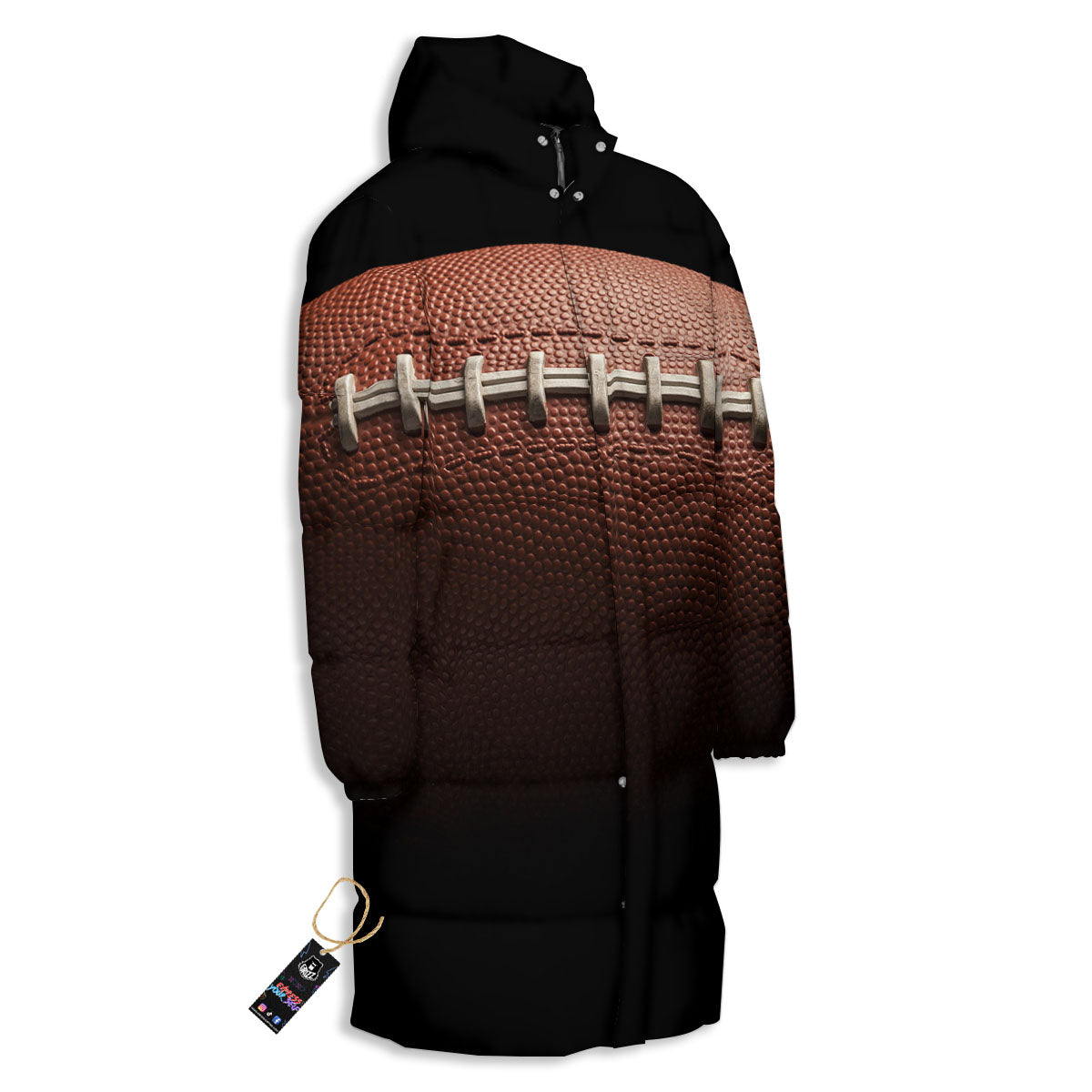 American Football Print Ball Long Down Jacket