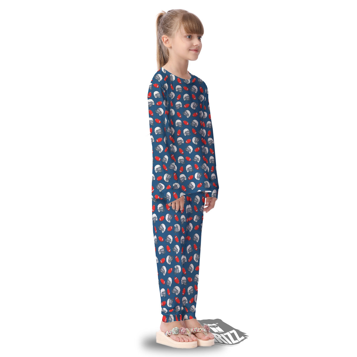 American Football Print Pattern Kid's Pajamas-grizzshop