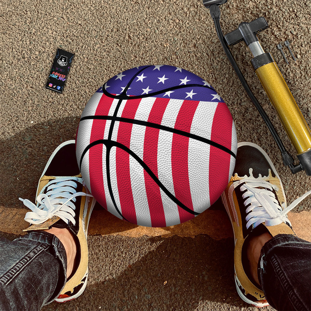 American Military Flag Print Basketball