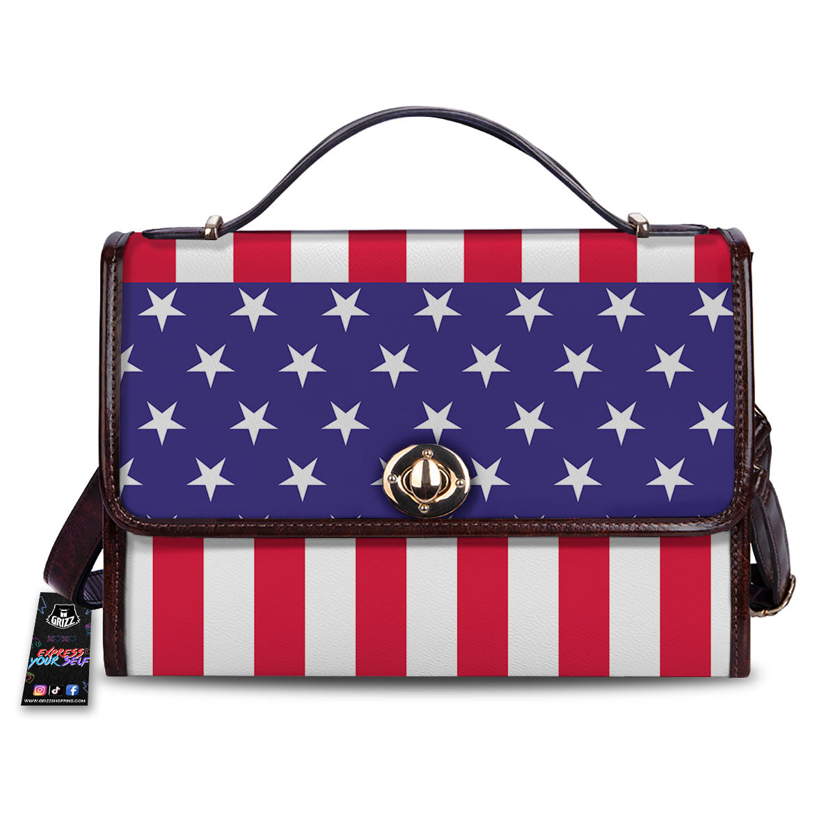 American Military Flag Print Women's Satchel Bag