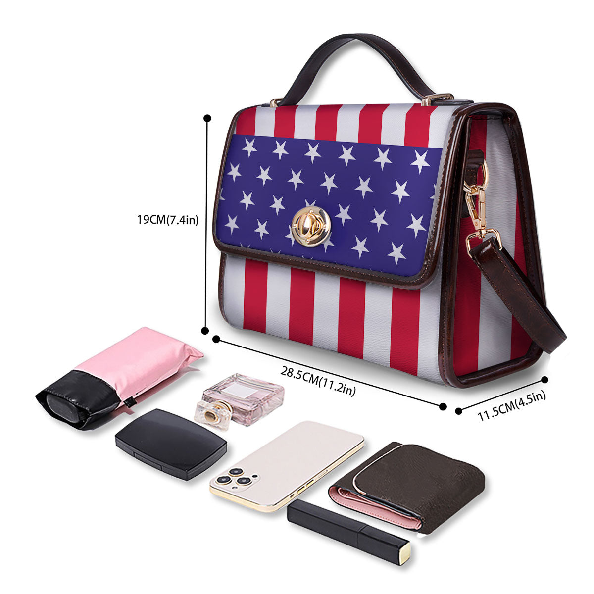 American Military Flag Print Women's Satchel Bag
