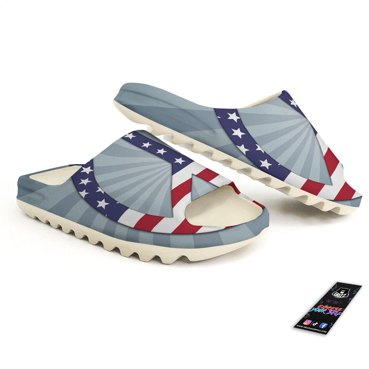 American Peace Flag Print Sandals-grizzshop