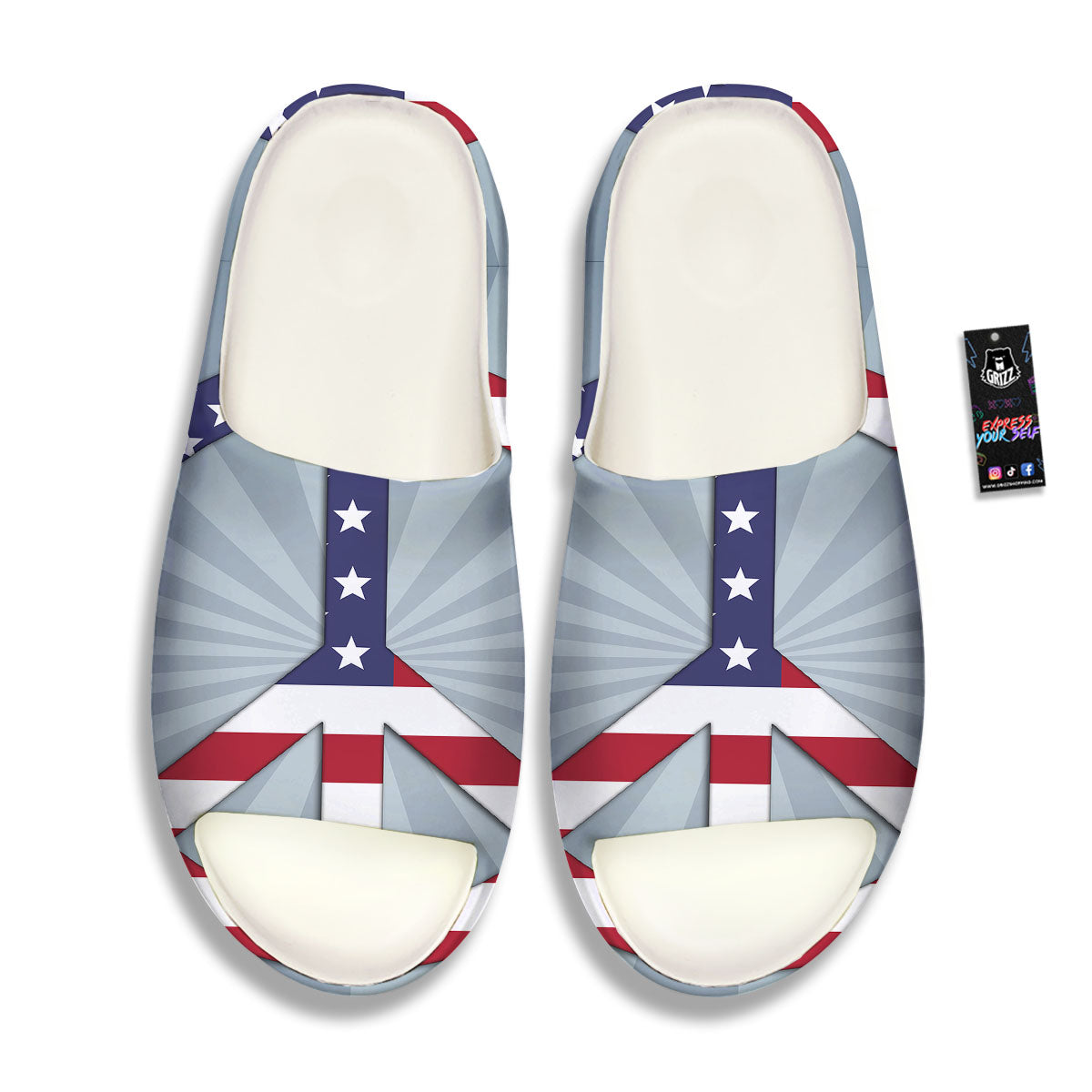 American Peace Flag Print Sandals-grizzshop