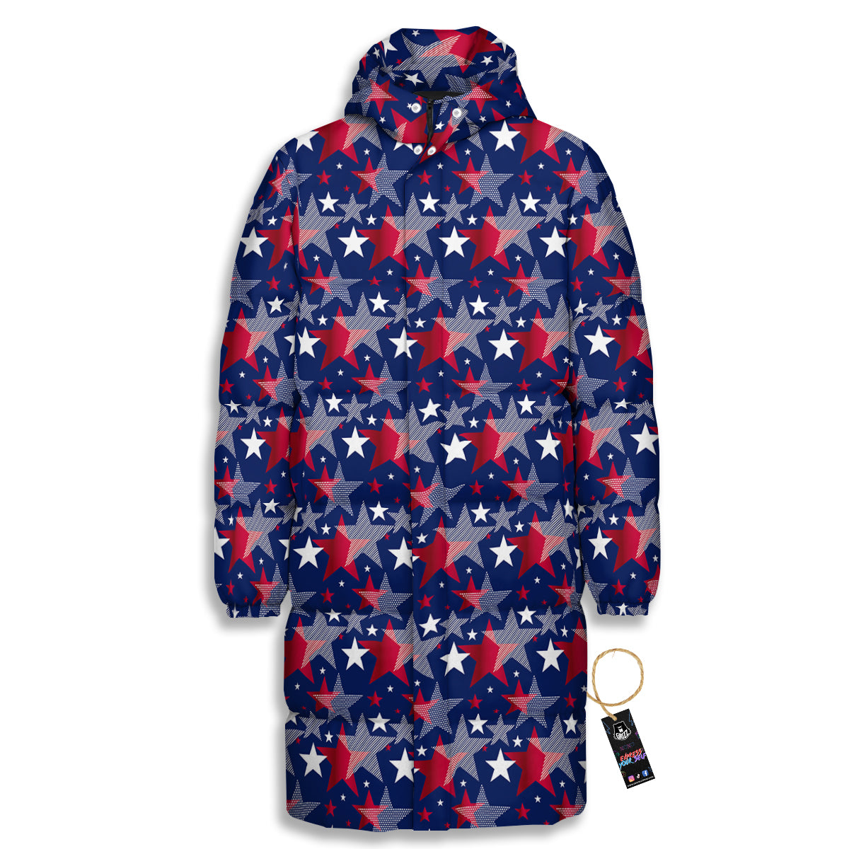 American Star 4th of July Print Pattern Long Down Jacket