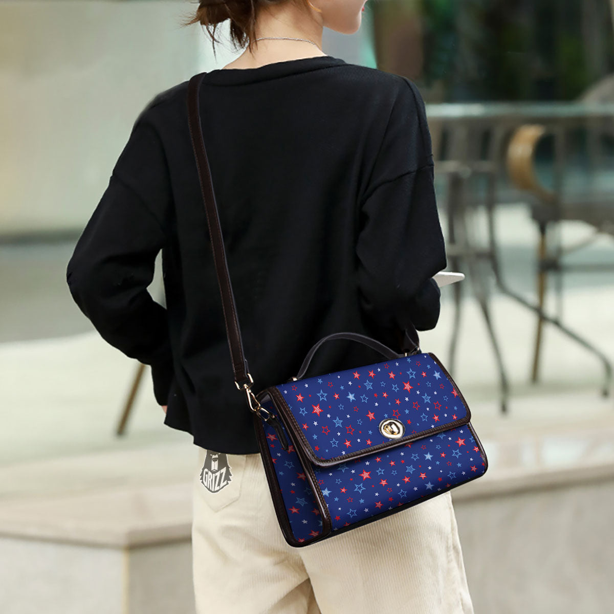 American Star Blue And Red Print Pattern Women's Satchel Bag
