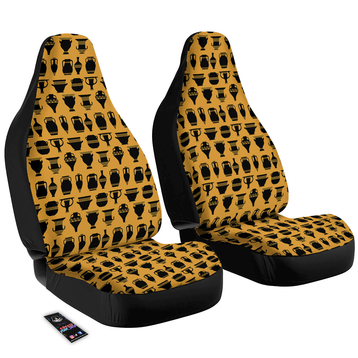 Amphora Black And Yellow Print Pattern Car Seat Covers-grizzshop