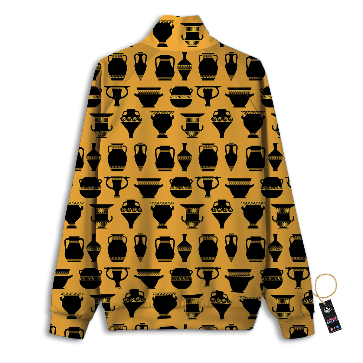 Amphora Black And Yellow Print Pattern Track Jacket-grizzshop
