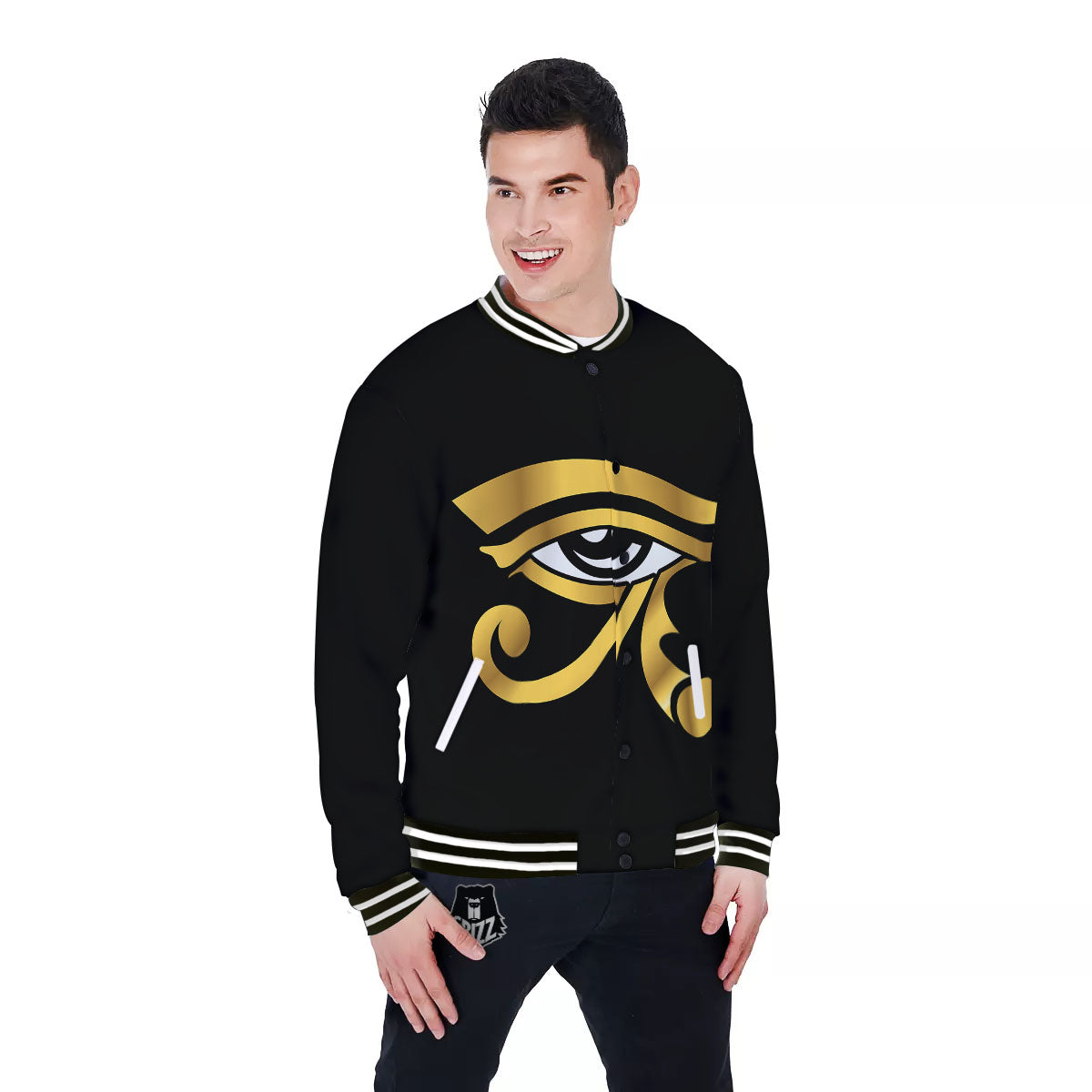 Amulet Eye Of Horus Print Baseball Jacket-grizzshop