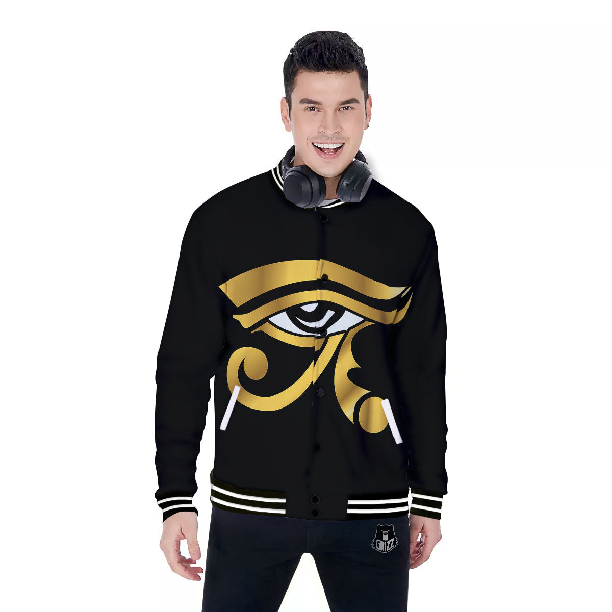 Amulet Eye Of Horus Print Baseball Jacket-grizzshop