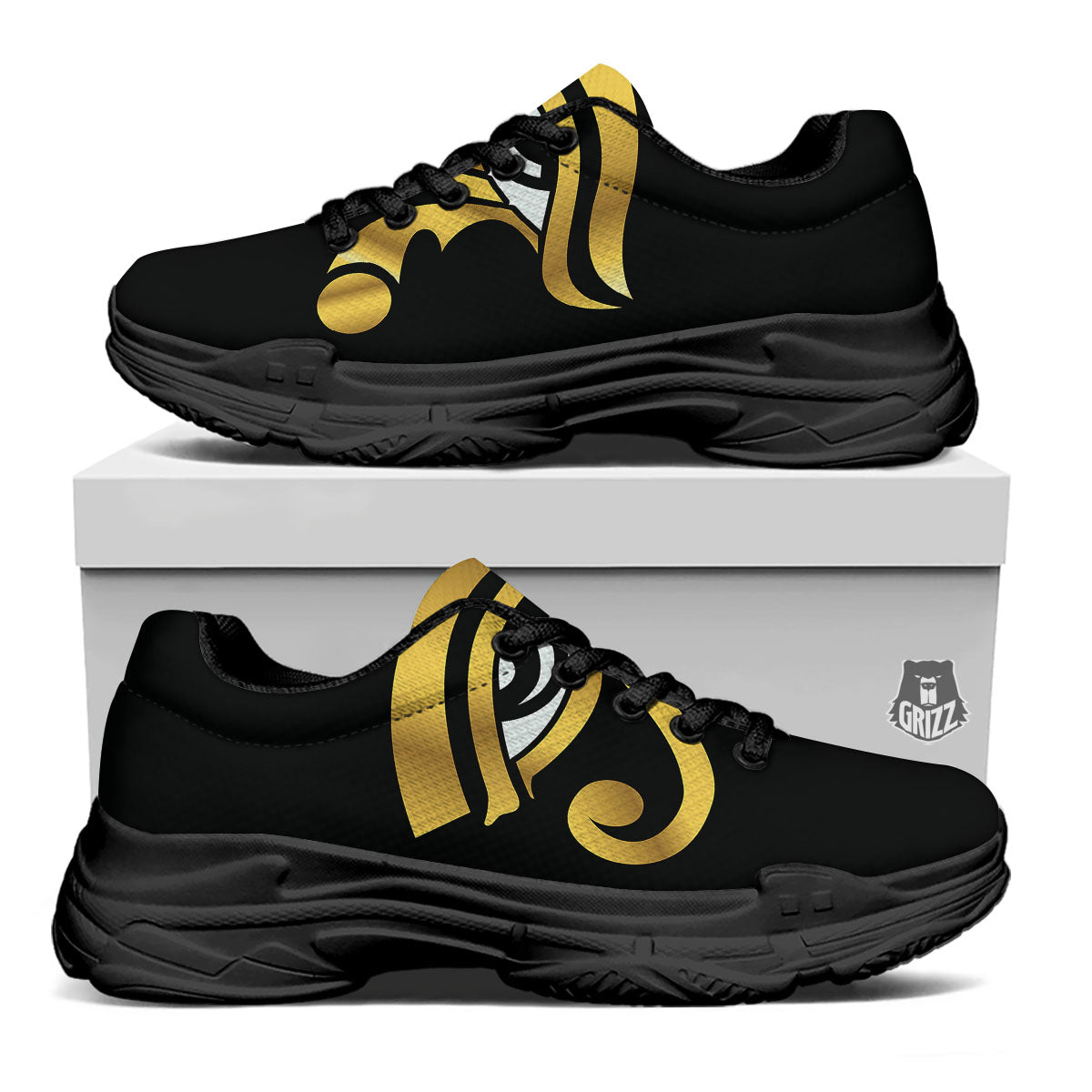 Amulet Eye Of Horus Print Black Chunky Shoes-grizzshop