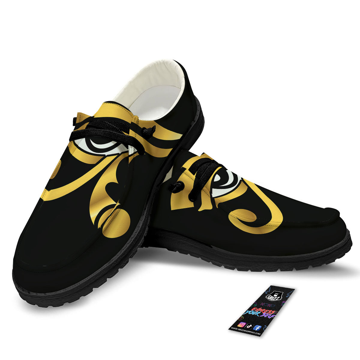 Amulet Eye Of Horus Print Black Loafers-grizzshop