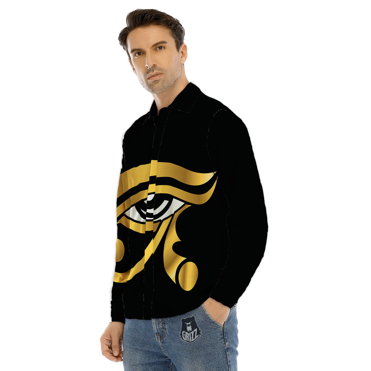 Amulet Eye Of Horus Print Men's Dress Shirts-grizzshop