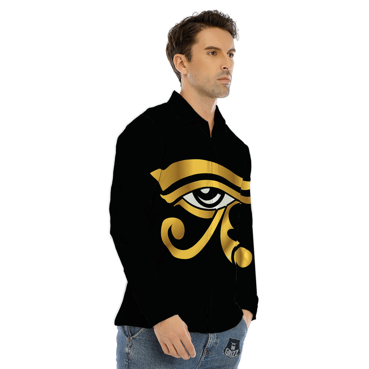Amulet Eye Of Horus Print Men's Dress Shirts-grizzshop