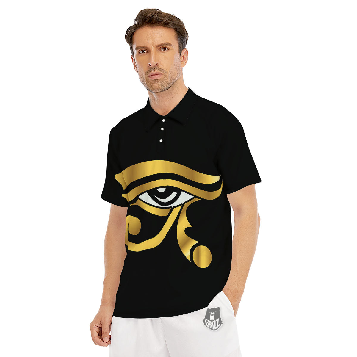 Amulet Eye Of Horus Print Men's Golf Shirts-grizzshop