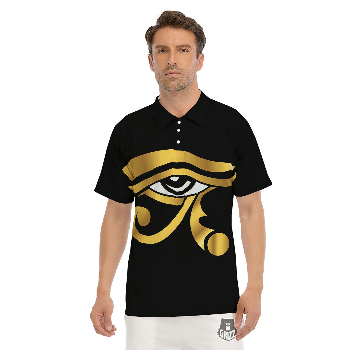 Amulet Eye Of Horus Print Men's Golf Shirts-grizzshop