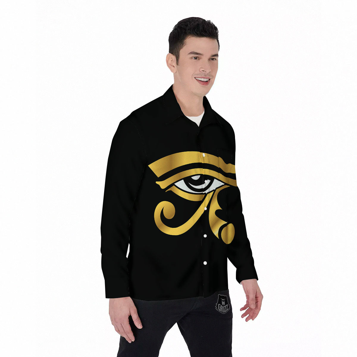 Amulet Eye Of Horus Print Men's Long Sleeve Shirts-grizzshop