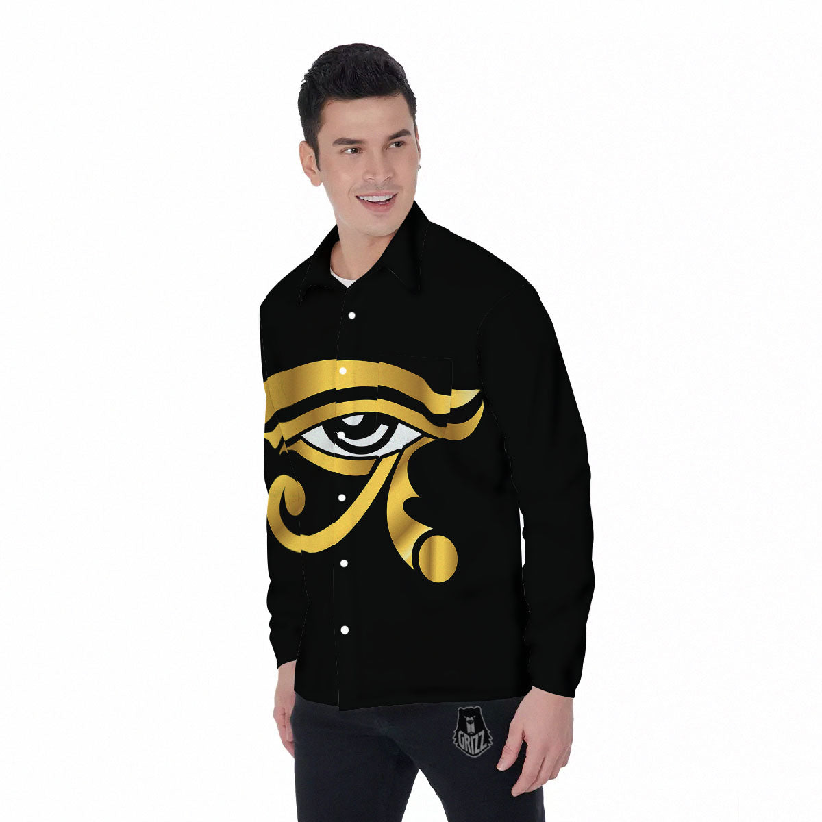Amulet Eye Of Horus Print Men's Long Sleeve Shirts-grizzshop