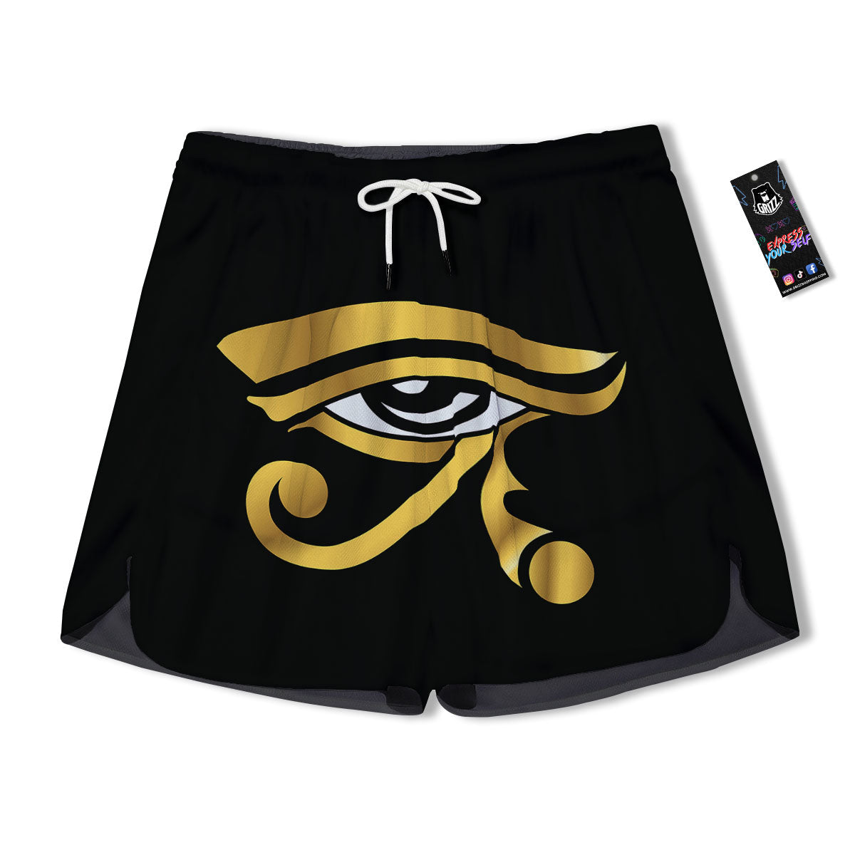 Amulet Eye Of Horus Print Men's Running Shorts-grizzshop
