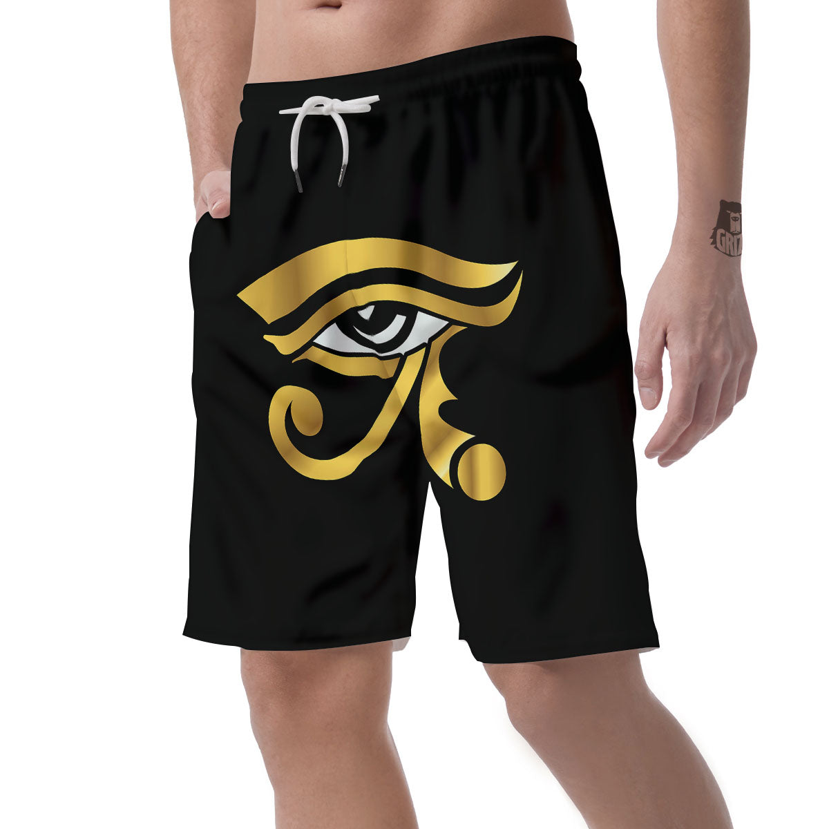 Amulet Eye Of Horus Print Men's Shorts-grizzshop