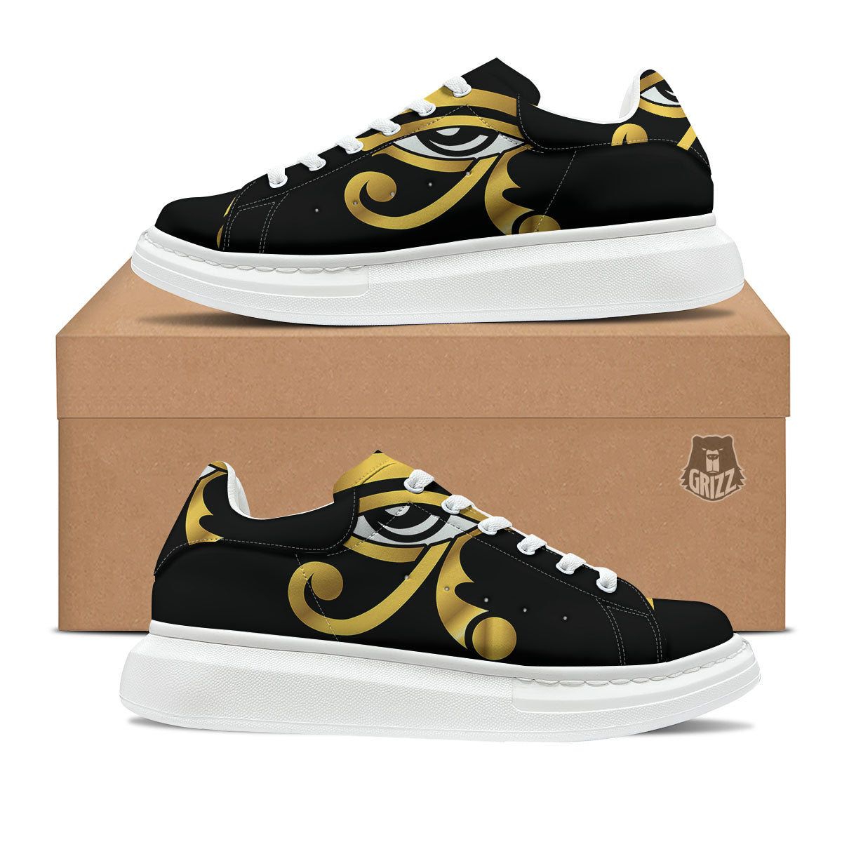 Amulet Eye Of Horus Print Platform Shoes-grizzshop
