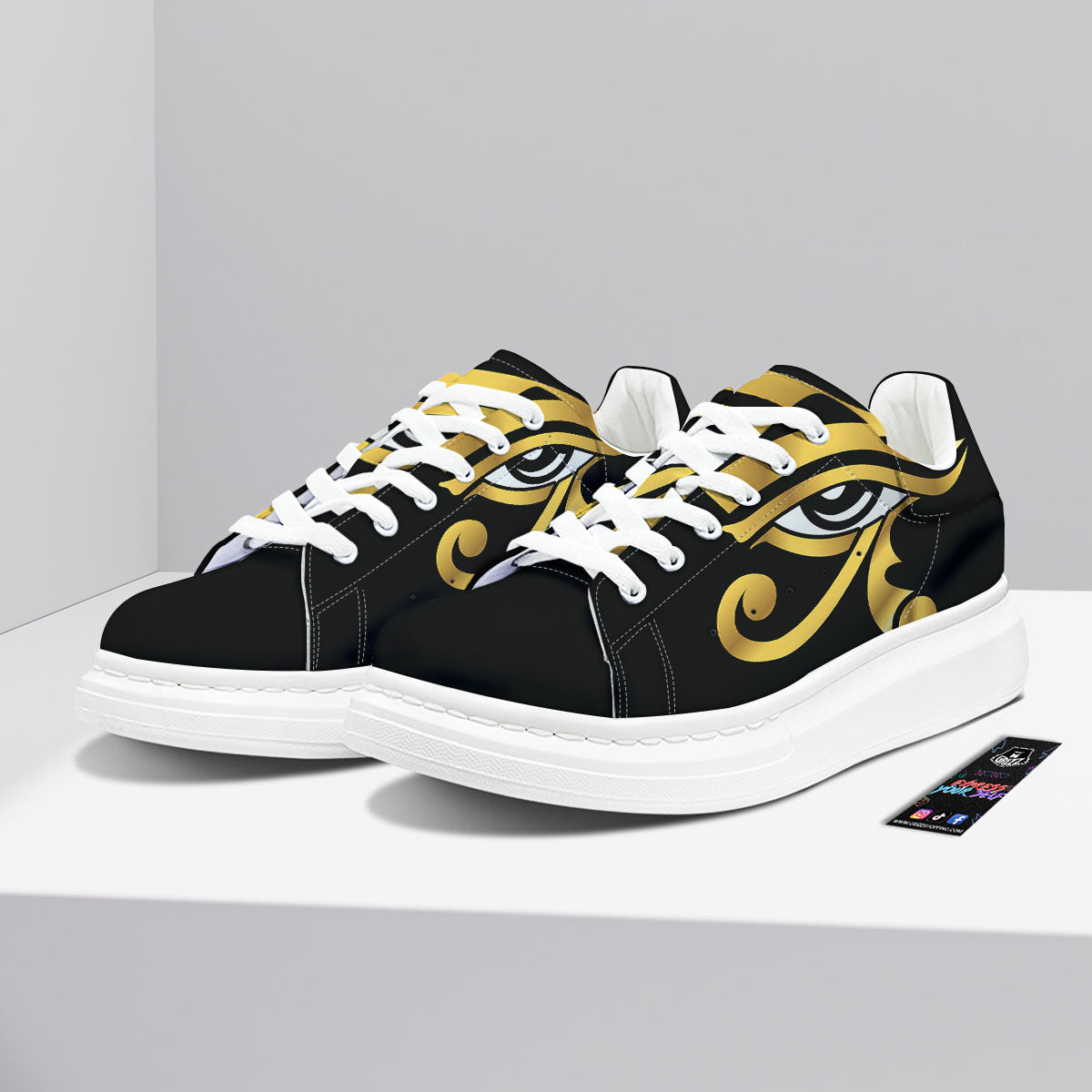 Amulet Eye Of Horus Print Platform Shoes-grizzshop