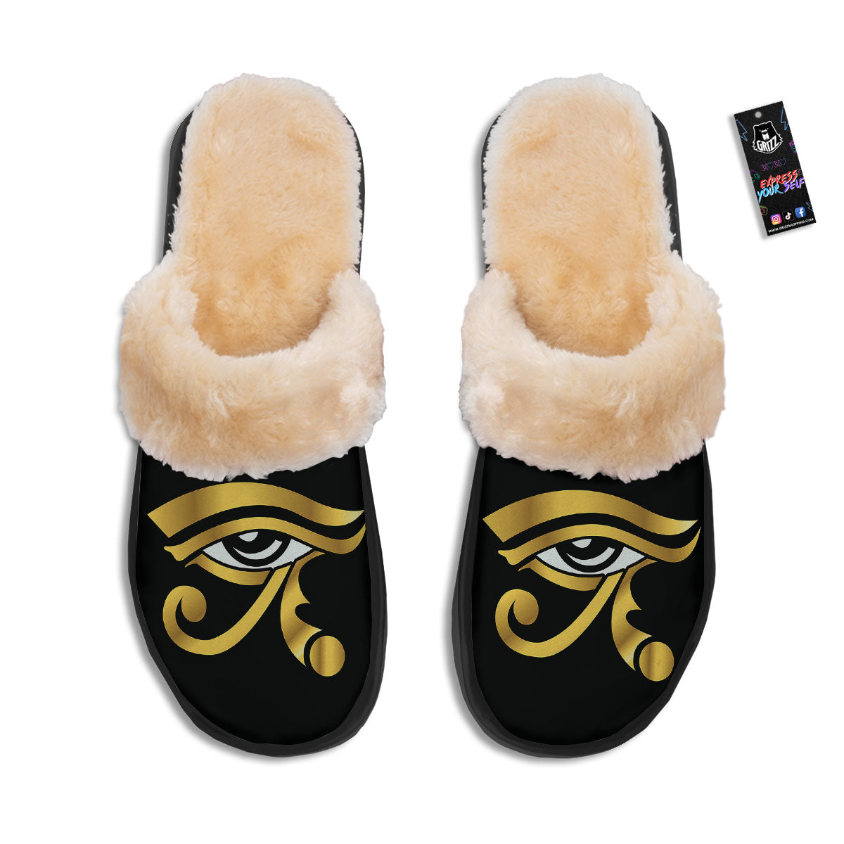 Amulet Eye Of Horus Print Slippers-grizzshop