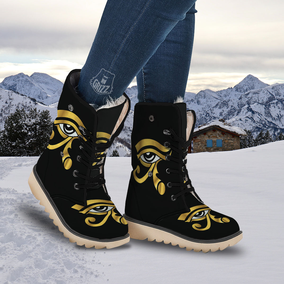 Amulet Eye Of Horus Print Snow Boots-grizzshop