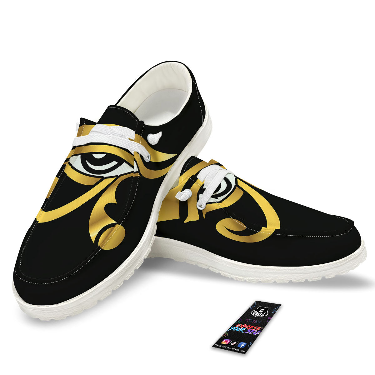 Amulet Eye Of Horus Print White Loafers-grizzshop