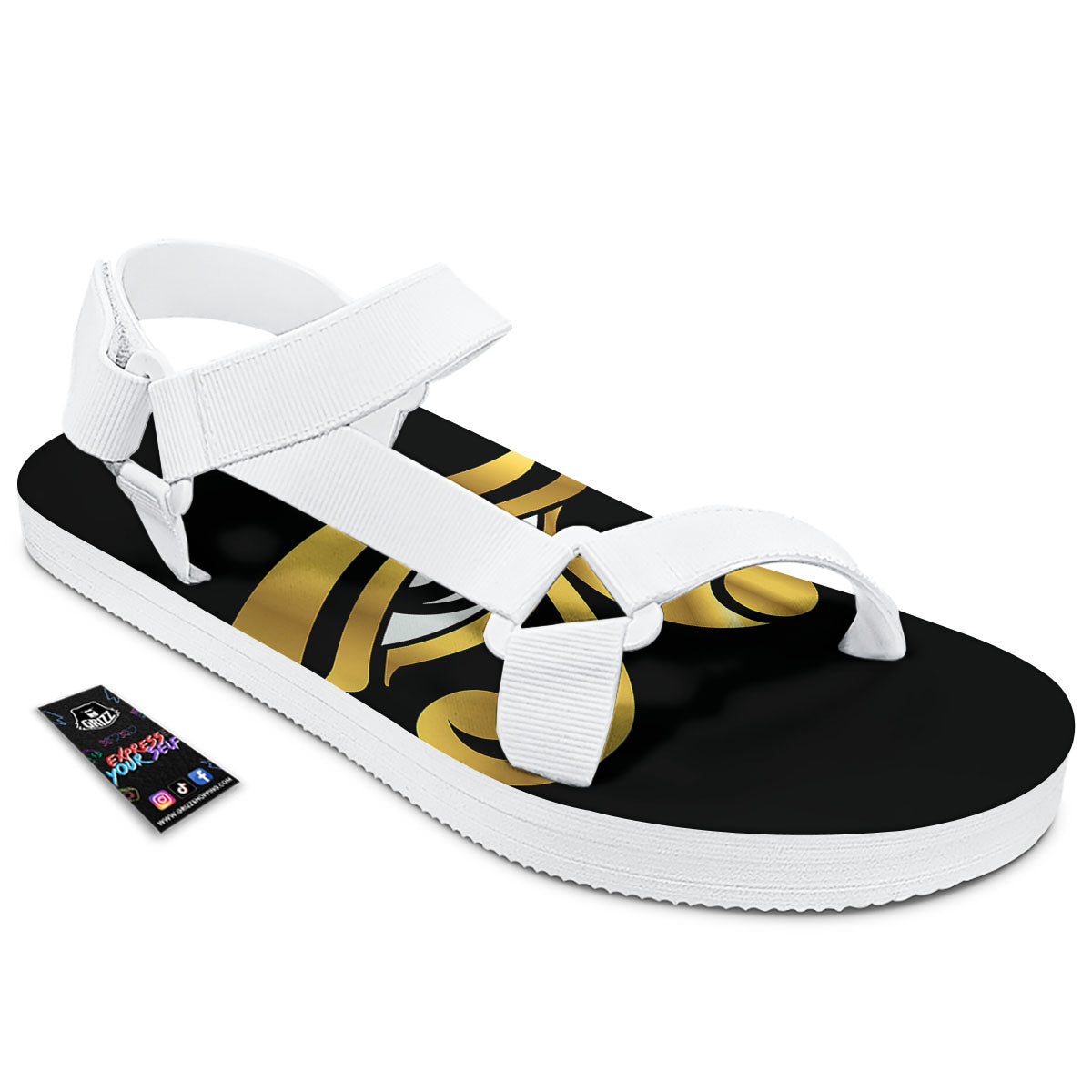 Amulet Eye Of Horus Print White Open Toe Sandals-grizzshop