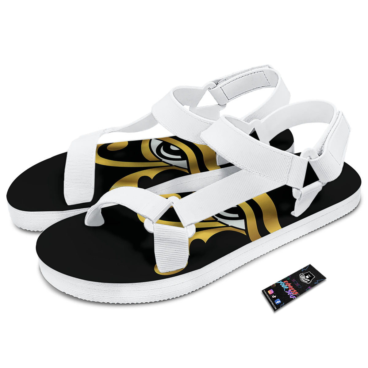 Amulet Eye Of Horus Print White Open Toe Sandals-grizzshop