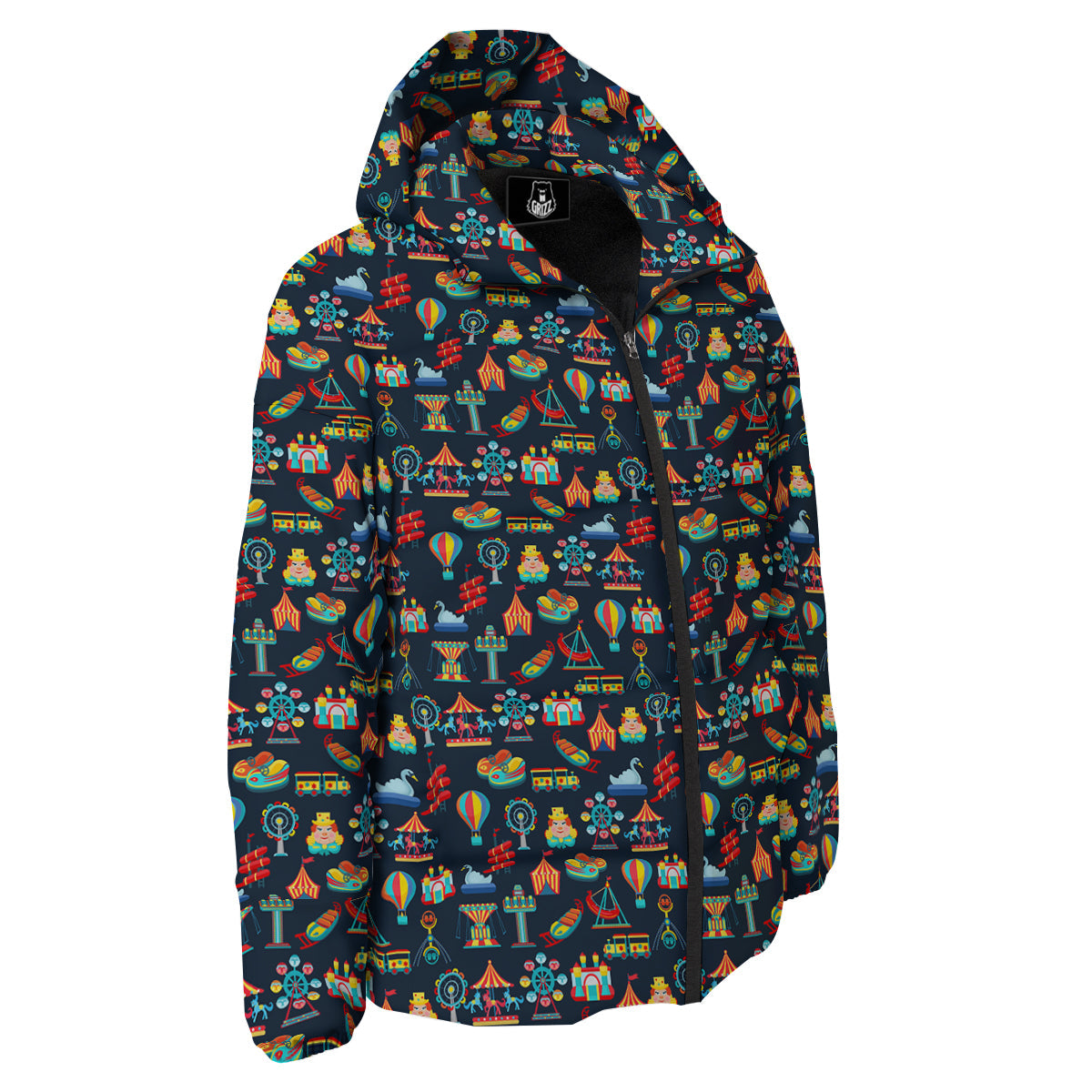 Amusement Park Colorful Print Pattern Down Jacket-grizzshop
