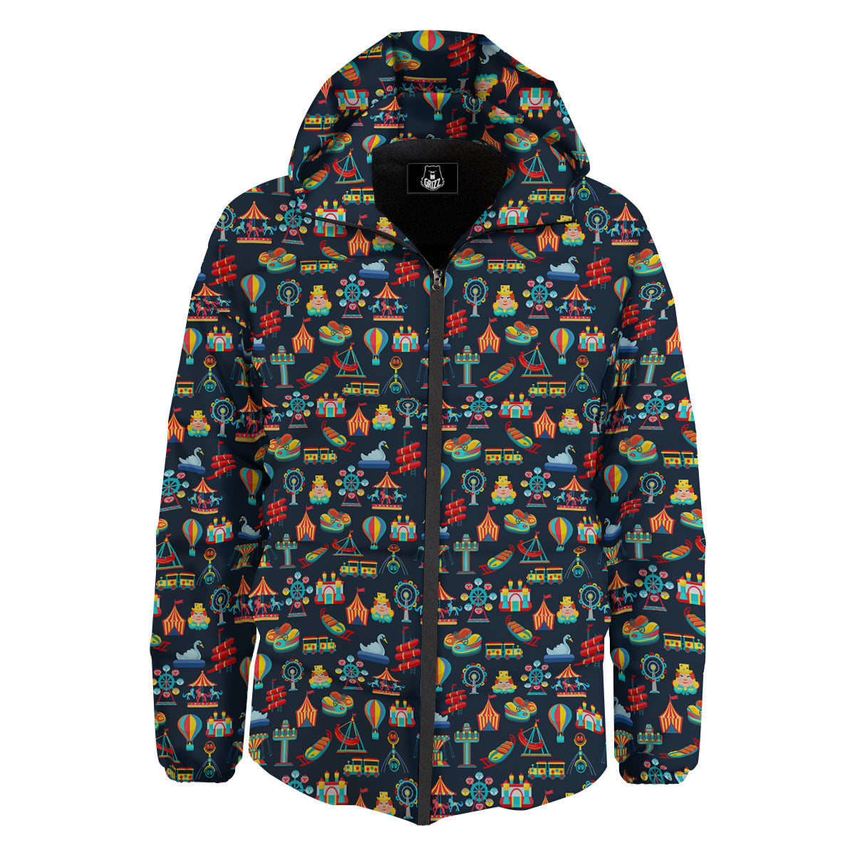 Amusement Park Colorful Print Pattern Down Jacket-grizzshop