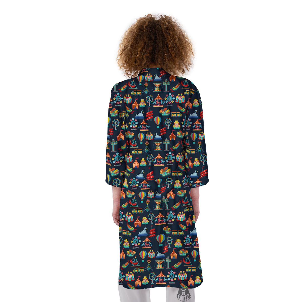 Amusement Park Colorful Print Pattern Kimono-grizzshop
