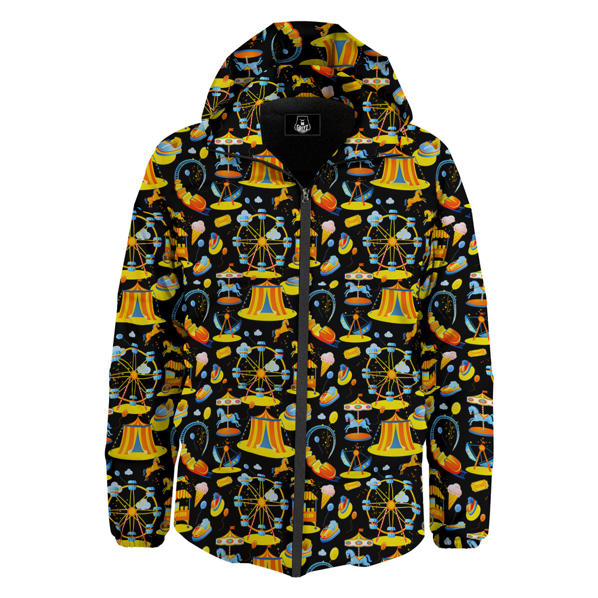 Amusement Park Entertainment Print Pattern Down Jacket-grizzshop